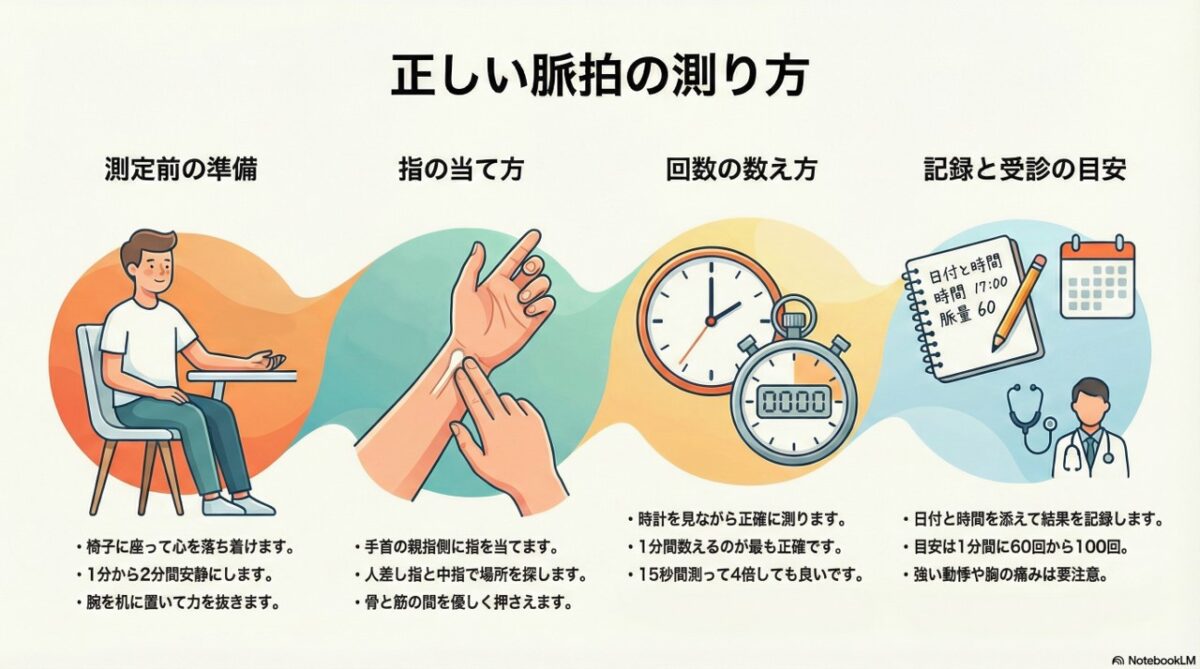 脈拍を測る手順